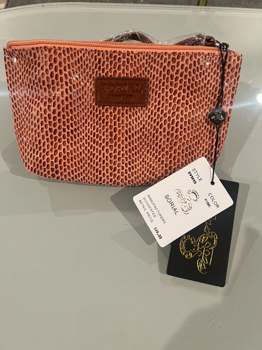 Sorial New York NWT Pink Snakeskin Embossed Wristlet Clutch Style SV101S